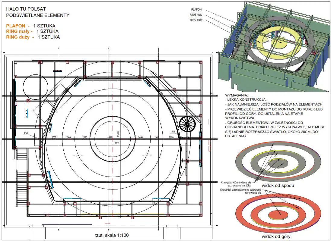 Plan plafonu ring do studia HaloTuPolsat